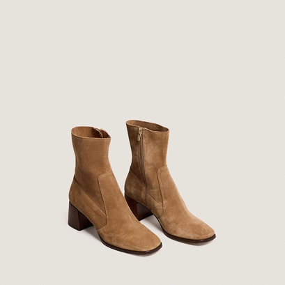 Bottines &agrave; bouts ovales en cro&ucirc;te beige fonc&eacute; | ARGENTAT | Jonak