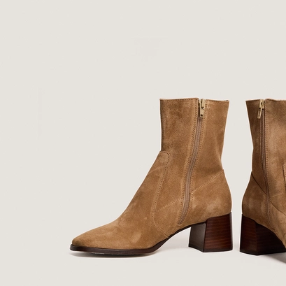 Bottines &agrave; bouts ovales en cro&ucirc;te beige fonc&eacute; | ARGENTAT | Jonak
