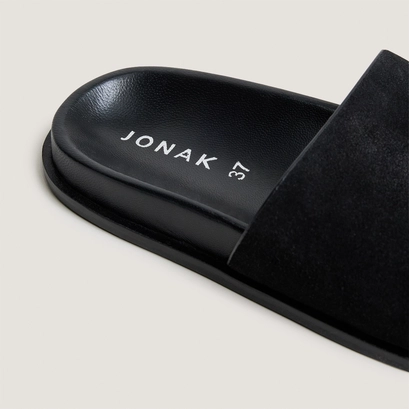 Mules plates en cro&ucirc;te noire | WARNER | Jonak