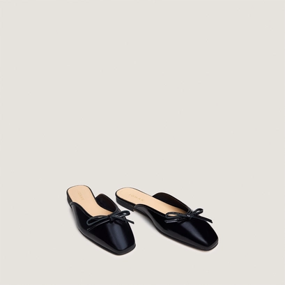 Mules lac&eacute;es en vernis pliss&eacute; noir | NICCOLO | Jonak