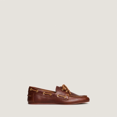 Mocassins &agrave; lacets en cuir grain&eacute; cognac | TERESA | Jonak