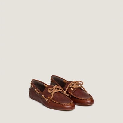 Mocassins &agrave; lacets en cuir grain&eacute; cognac | TERESA | Jonak