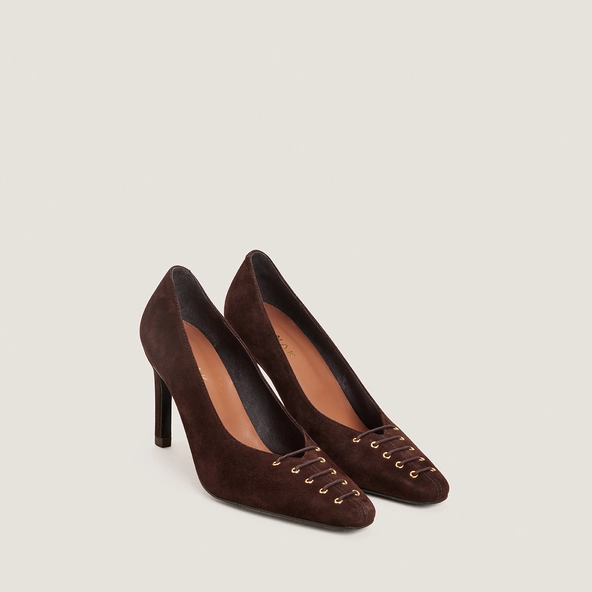 Escarpins à détail avant en velours marron | DRAPY | Jonak