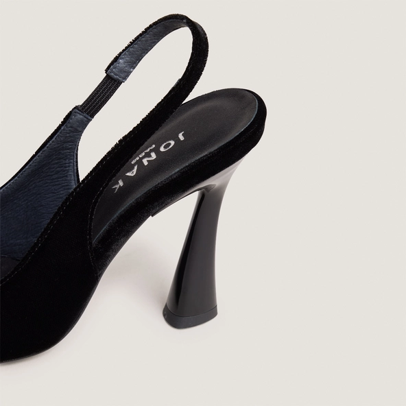 Escarpins slingbacks à bouts pointus en velours noir | DRESSY | Jonak