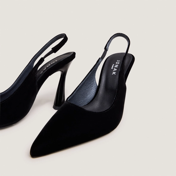 Escarpins slingbacks à bouts pointus en velours noir | DRESSY | Jonak
