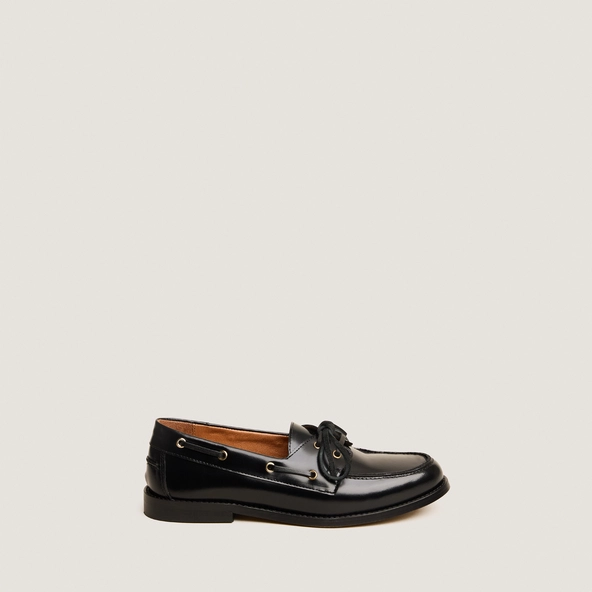 Mocassins &agrave; lacets en cuir glac&eacute; noir | AULGA | Jonak