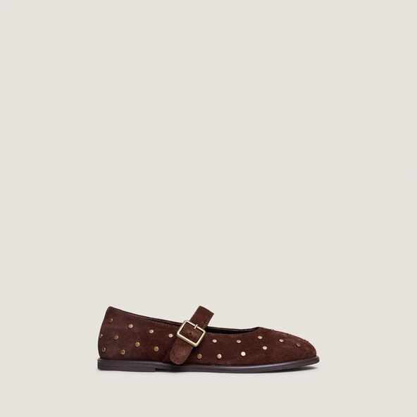 Ballerines à boucles et à rivets en croûte marron | JOLIE | Jonak