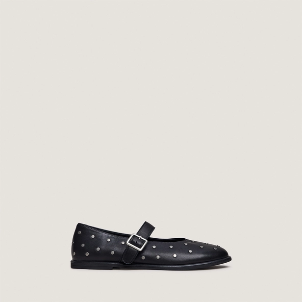Ballerines à boucles et à rivets en cuir noir | JOLIE | Jonak