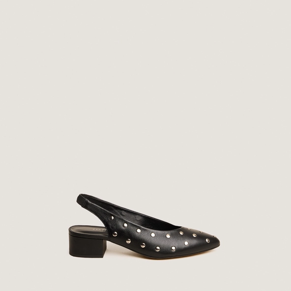 Ballerines à bouts pointus et rivets en cuir noir | VINCENT | Jonak