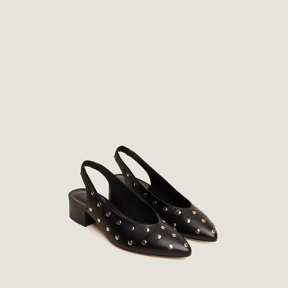 Ballerines à bouts pointus et rivets en cuir noir | VINCENT | Jonak