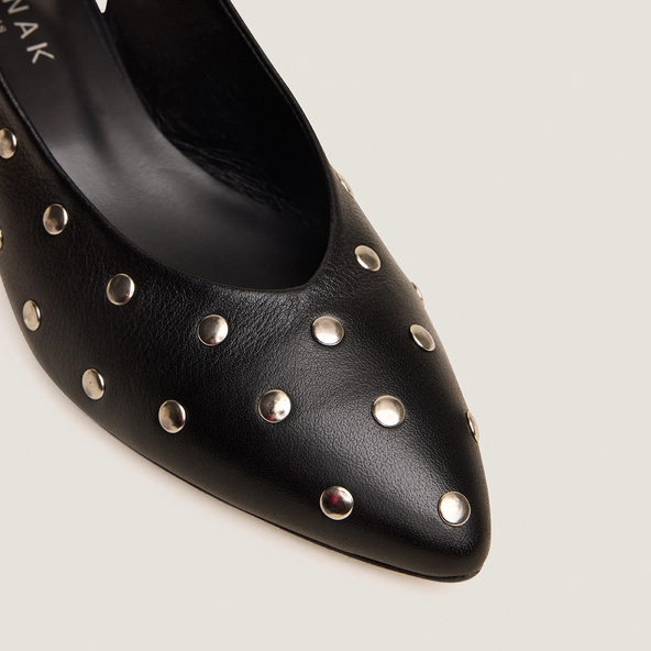 Ballerines à bouts pointus et rivets en cuir noir | VINCENT | Jonak