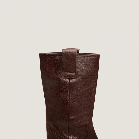 Bottes à bouts ronds en cuir grainé marron | BICHETTE | Jonak