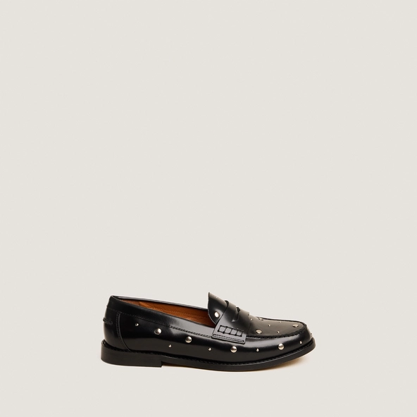 Mocassins &agrave; rivets en cuir glac&eacute; noir | ANDREW | Jonak