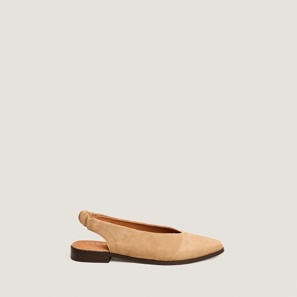 Ballerines à bouts arrières ouverts en velours camel | ACAJOU | Jonak
