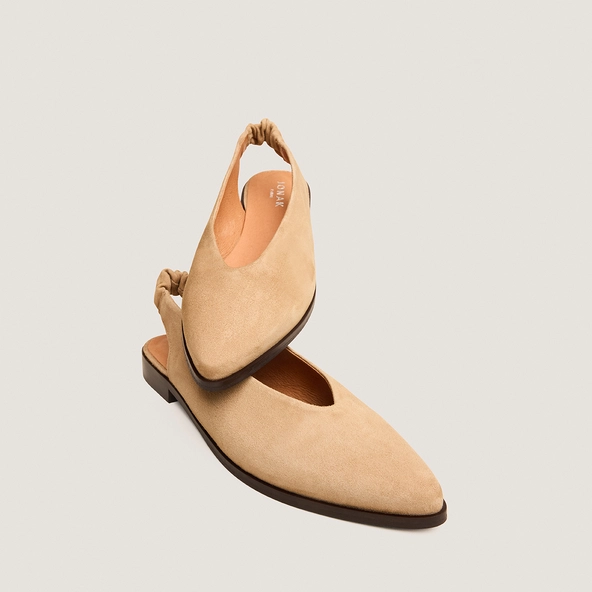 Ballerines à bouts arrières ouverts en velours camel | ACAJOU | Jonak
