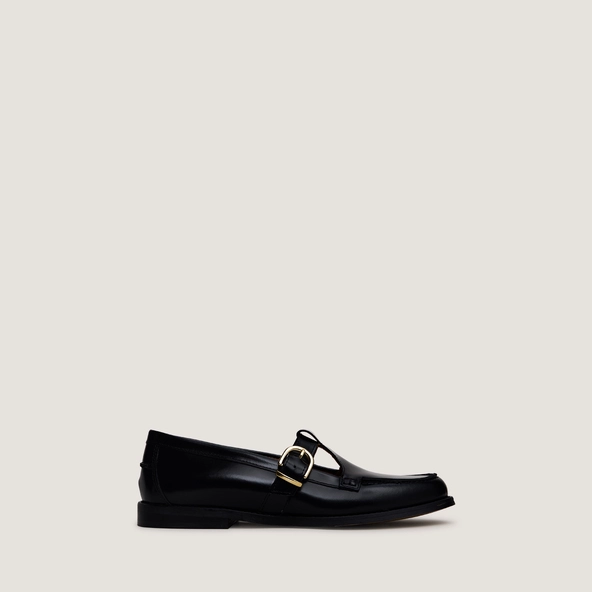 Mocassins à boucles ajustables en cuir glacé noir | ARMANCE | Jonak