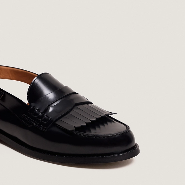 Mocassins à bouts arrières ouverts en cuir glacé noir | AUDELLE | Jonak