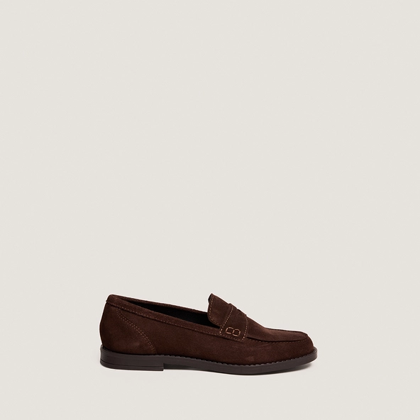 Mocassins à bouts carrés en croûte marron foncé | NAOMIE | Jonak