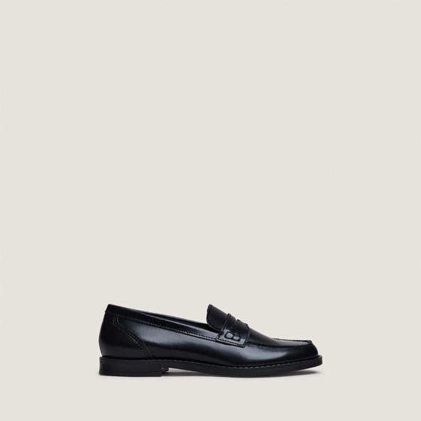 Mocassins à bouts carrés en cuir glacé noir | NAOMIE | Jonak