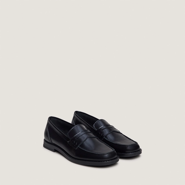 Mocassins à bouts carrés en cuir glacé noir | NAOMIE | Jonak