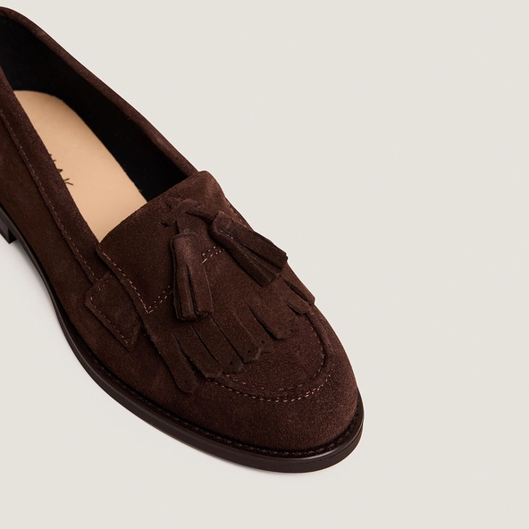 Mocassins à glands en croûte marron foncé | NELLE | Jonak