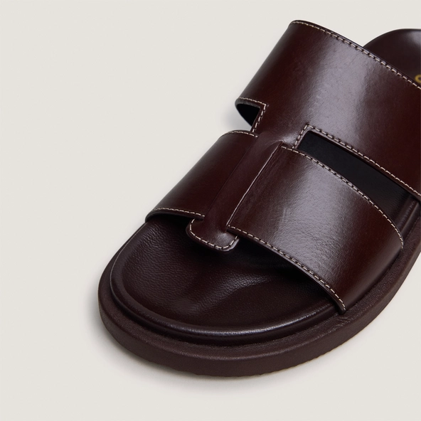 Mules à bouts ouverts en cuir marron foncé | WESTMINSTER | Jonak