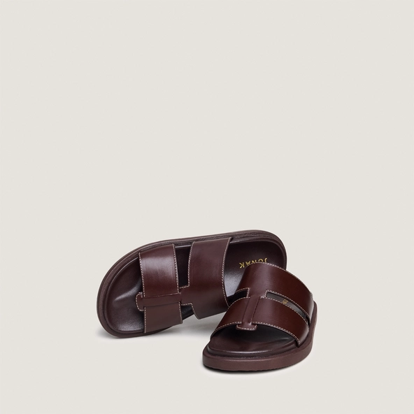 Mules à bouts ouverts en cuir marron foncé | WESTMINSTER | Jonak