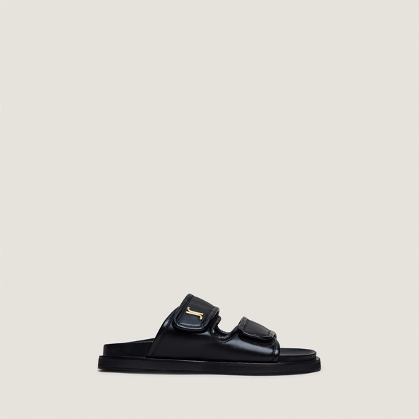 Mules à monogrammes en cuir noir | WIN | Jonak