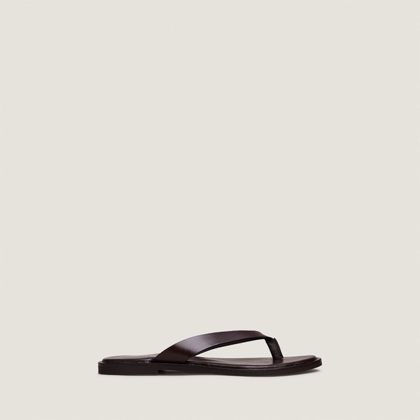 Tongs en cuir marron fonc&eacute; | WITTY | Jonak