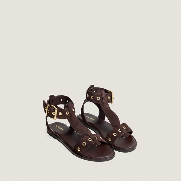 Sandales structurées à brides chevilles en croûte marron foncé | WIZZ | Jonak