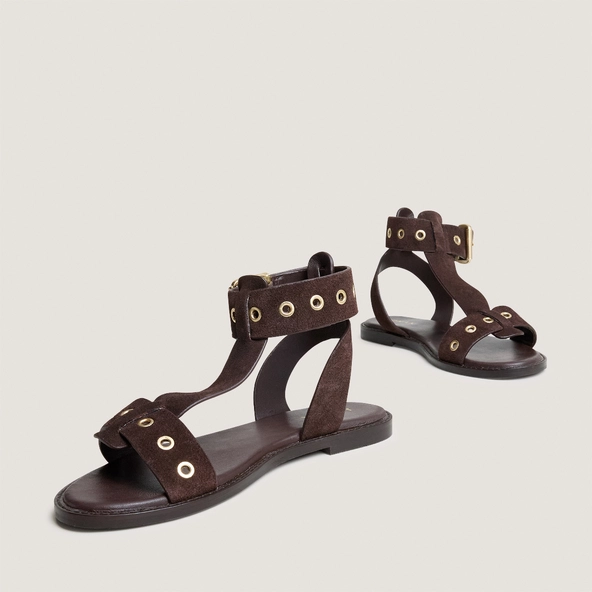 Sandales structurées à brides chevilles en croûte marron foncé | WIZZ | Jonak