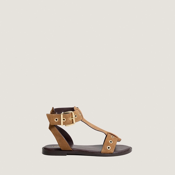 Sandales structur&eacute;es &agrave; brides chevilles en cro&ucirc;te taupe | WIZZ | Jonak