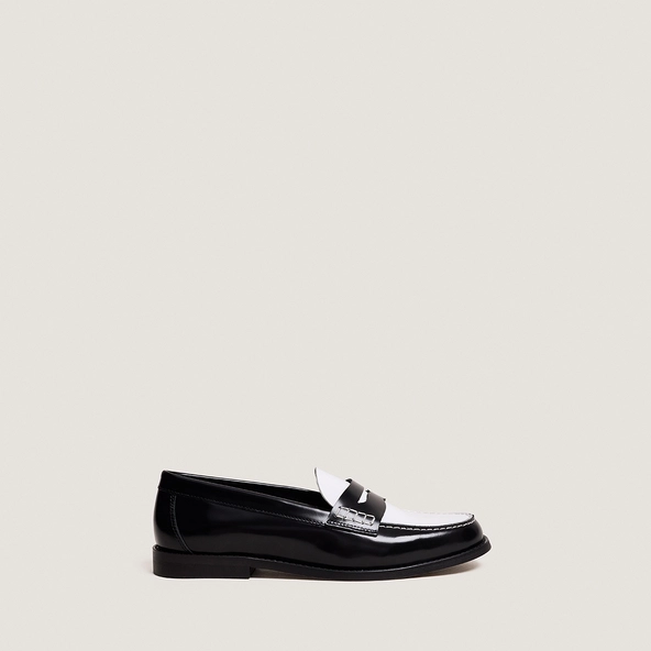 Mocassins à plateau pincé en cuir glacé noir et blanc | AUDELYA | Jonak