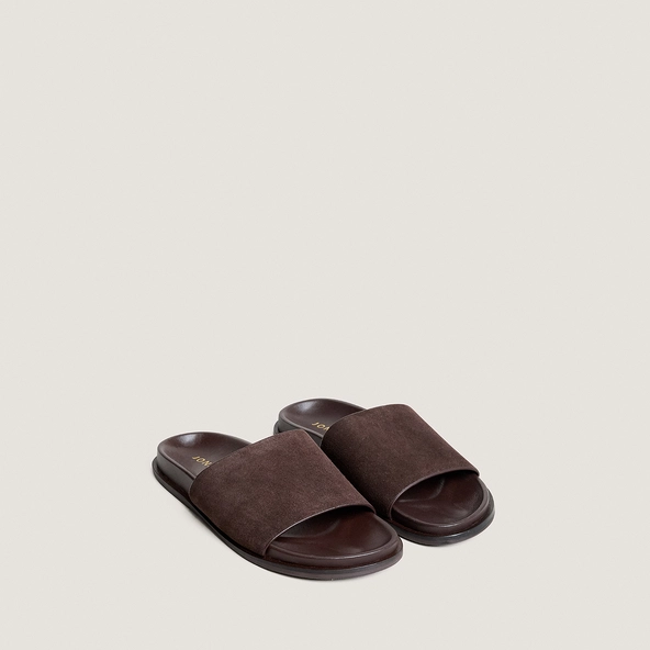 Mules plates en croûte marron foncé | WARNER | Jonak