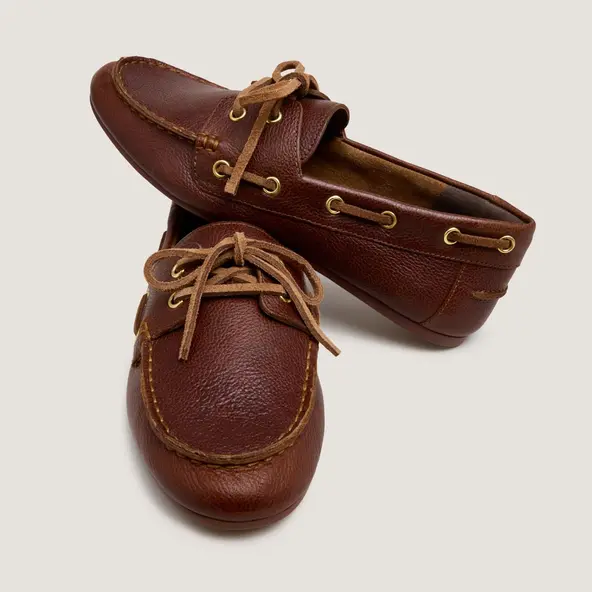 Mocassins à lacets en cuir grainé cognac | TERESA | Jonak