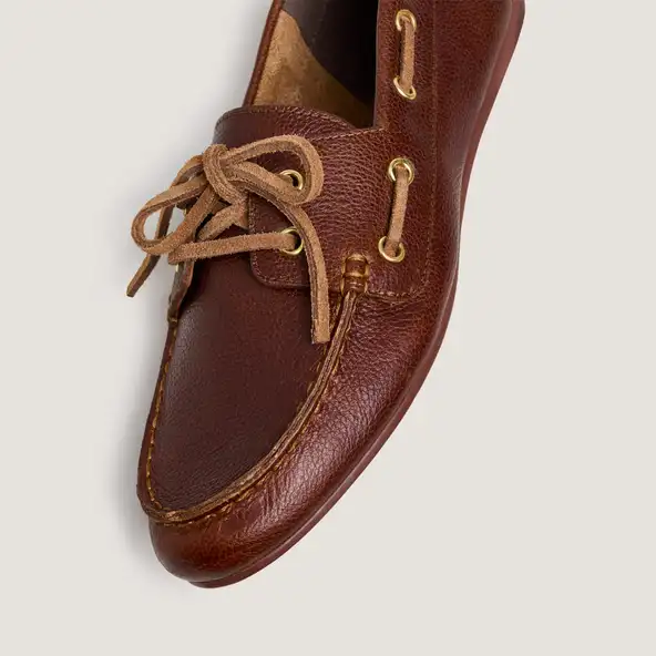 Mocassins à lacets en cuir grainé cognac | TERESA | Jonak