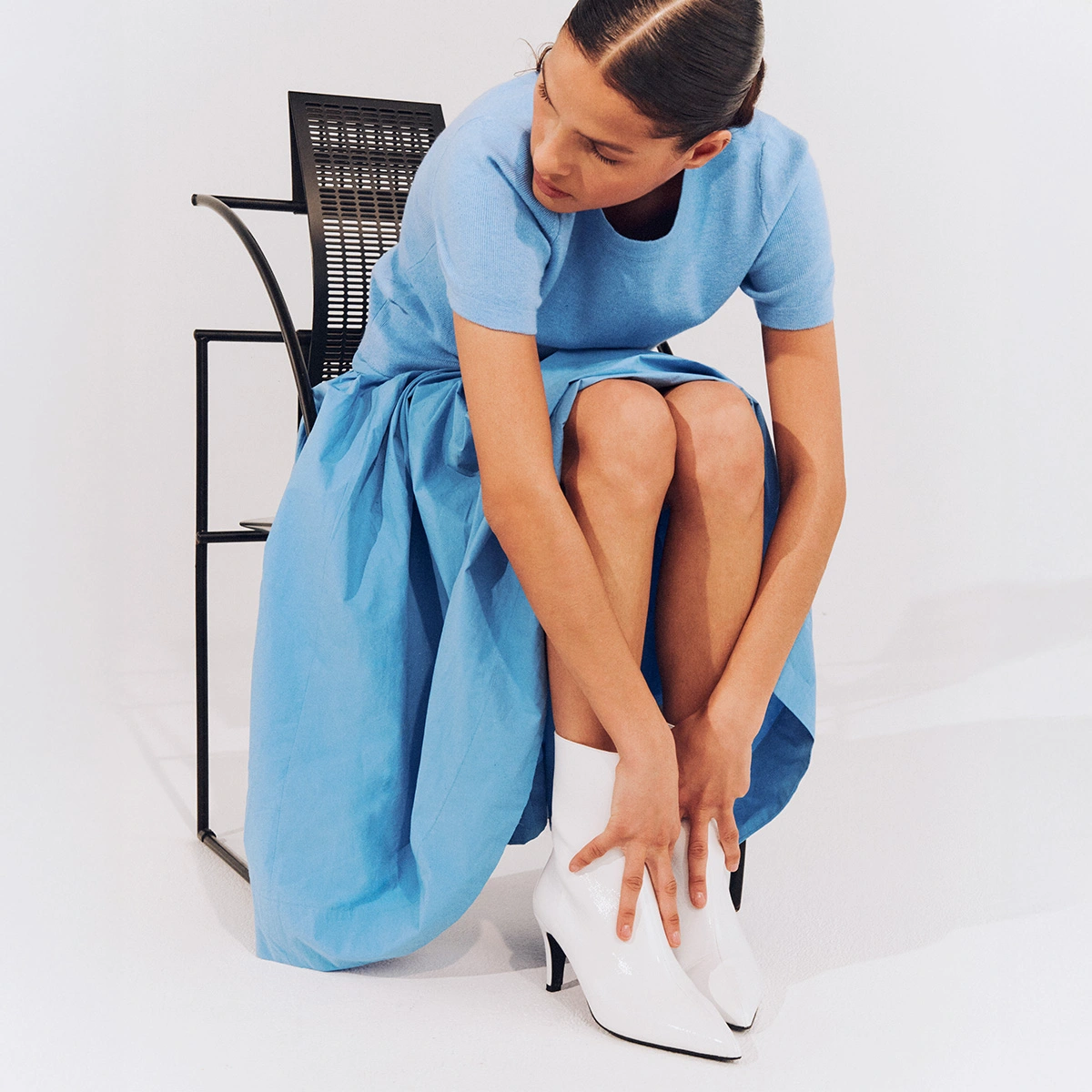 Bottines &agrave; talons fins en vernis pliss&eacute; blanc | DIEMINA | Jonak