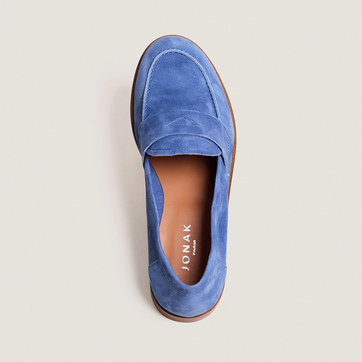Mocassins à bouts ronds en velours bleu acier | THELMA | Jonak