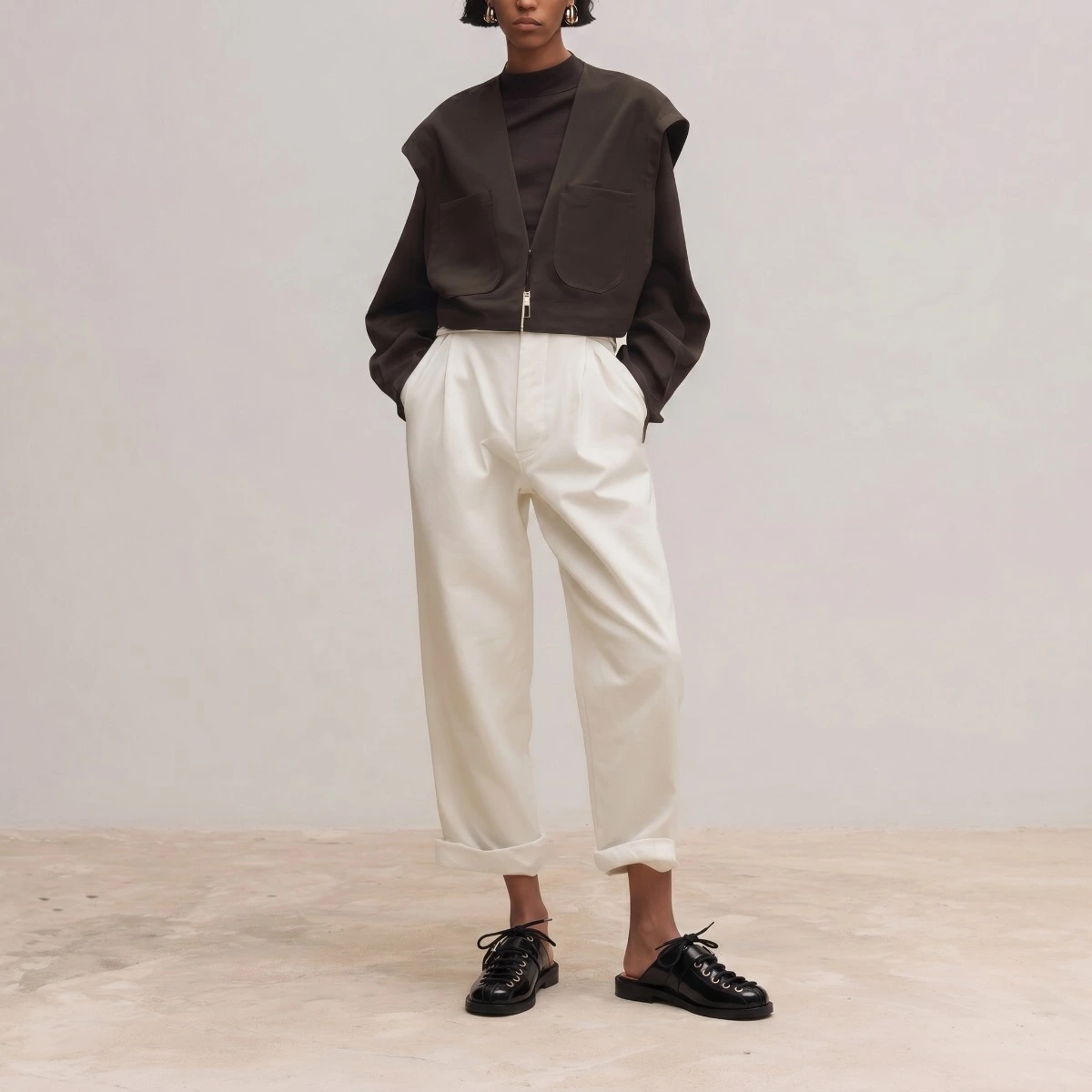 Mules à lacets en cuir glacé noir | DESSA | Jonak