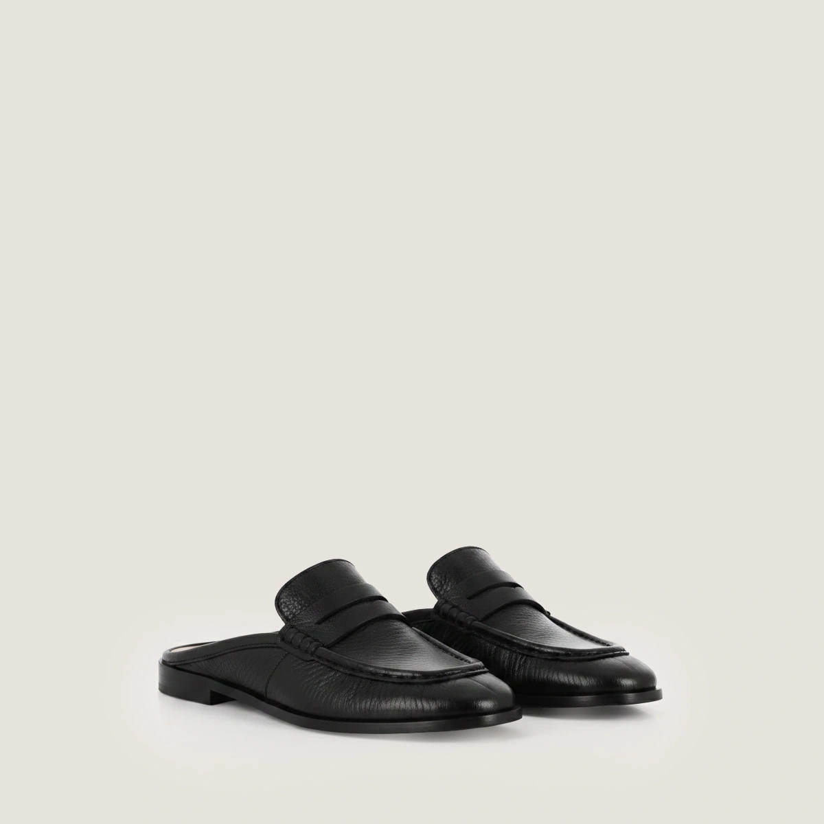 Mocassins à bouts arrières ouverts en cuir vieilli noir | DEAUVILLE | Jonak