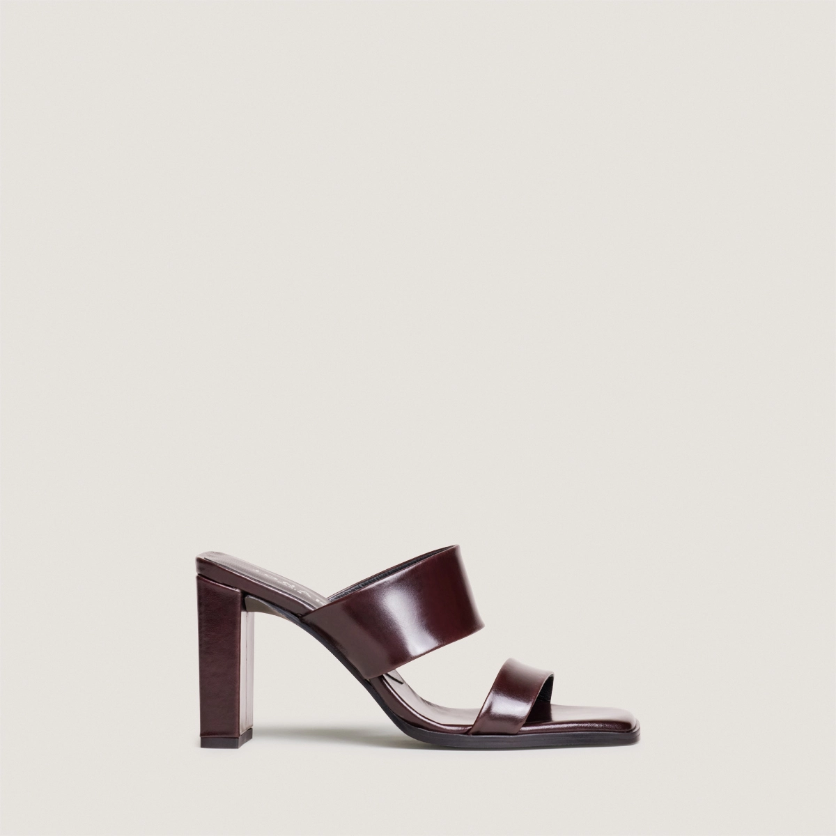 Mules à talons et doubles lanières en cuir marron foncé | BRITNEY | Jonak
