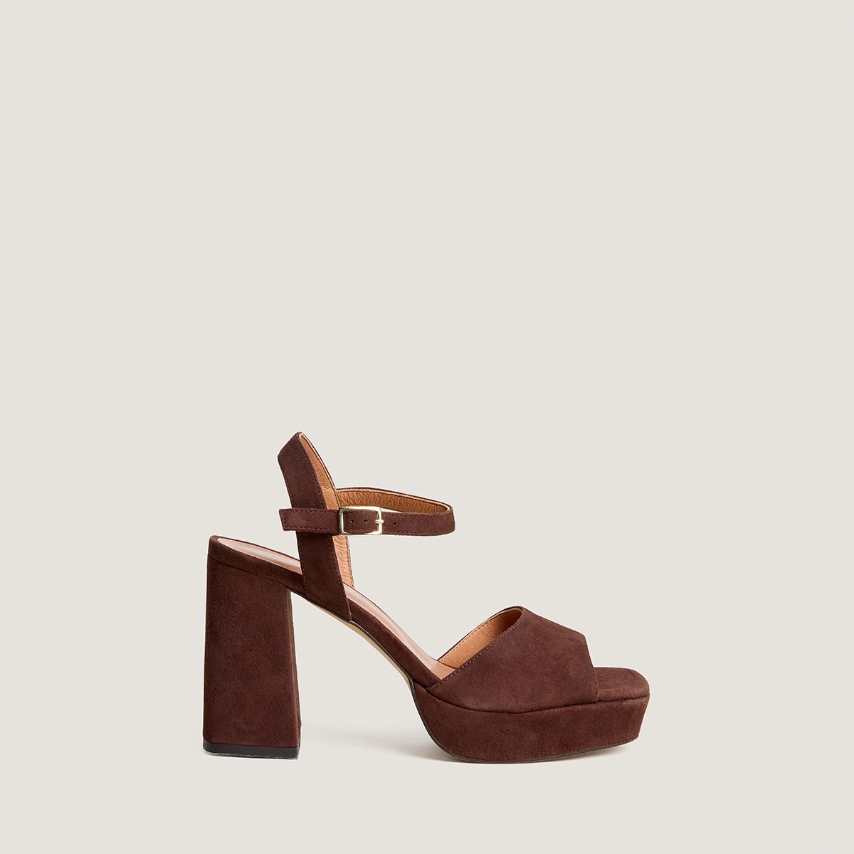 Sandales à talons hauts et bouts ouverts… en velours marron | VLADA | Jonak