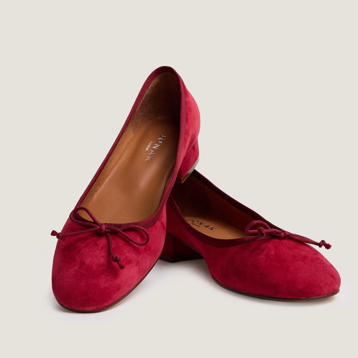 Ballerines &agrave; talons en velours rouge berry | DADOU | Jonak