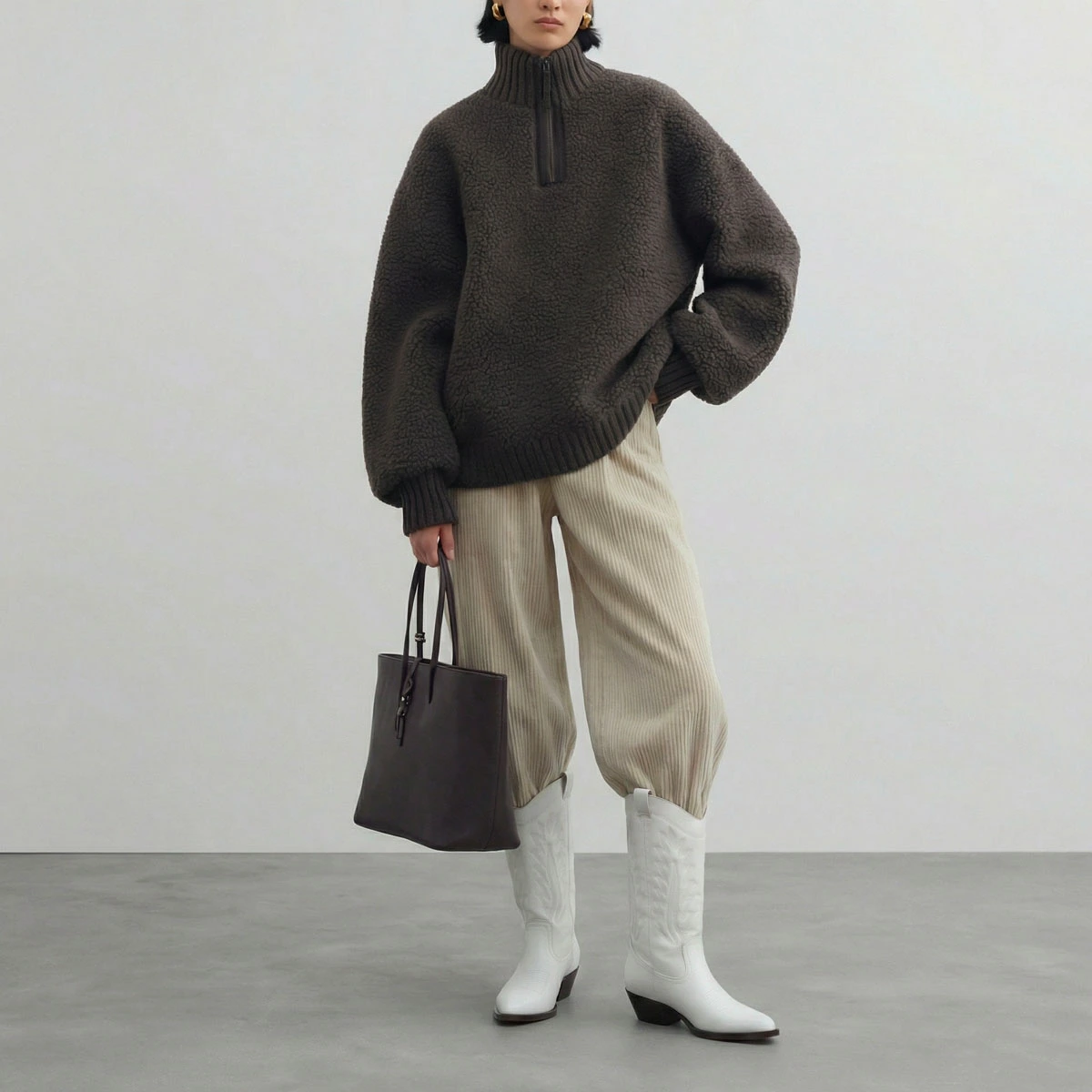 Bottes à bouts pointus et surpiqures apparentes en cuir vieilli blanc | DELEA | Jonak