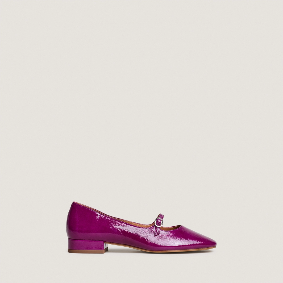Ballerines à bouts carrés en vernis plissé violet | DIV | Jonak