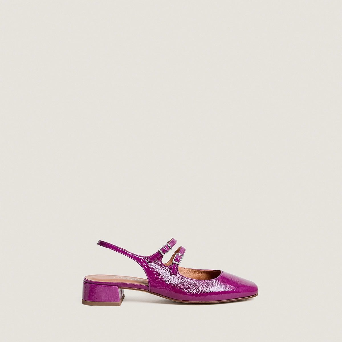 Babies à bouts arrondis en vernis plissé violet | DOBLE | Jonak