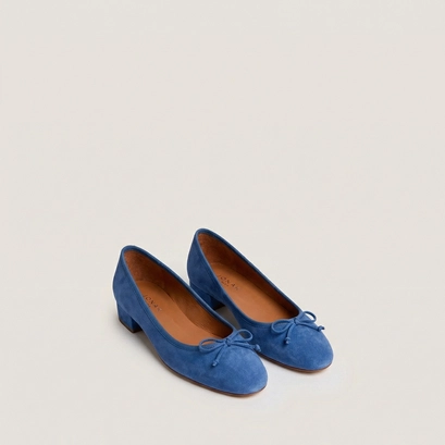 Ballerines &agrave; talons en velours bleu acier | DADOU | Jonak