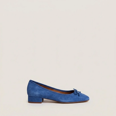 Ballerines &agrave; talons en velours bleu acier | DADOU | Jonak