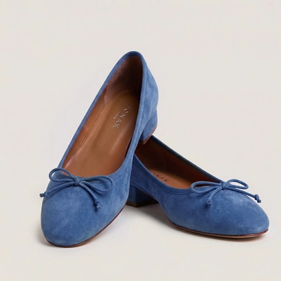 Ballerines &agrave; talons en velours bleu acier | DADOU | Jonak