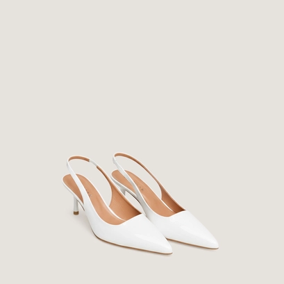 Escarpins &agrave; bouts pointus en vernis blanc | DIAMANTINE | Jonak